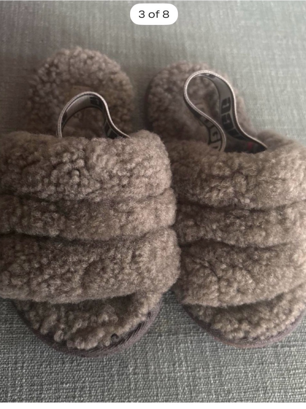 UGG Kids Brown Faux-Shearling Layered Strap Slippers